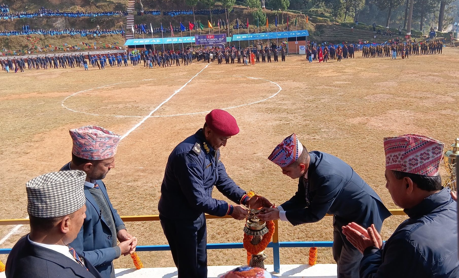 नेपाल पुलिस स्कुल साँगामा ३१ औं अन्तर माध्यमिक विद्यालय आइजीपी फुटबल रनिङ ट्रफी शुरू