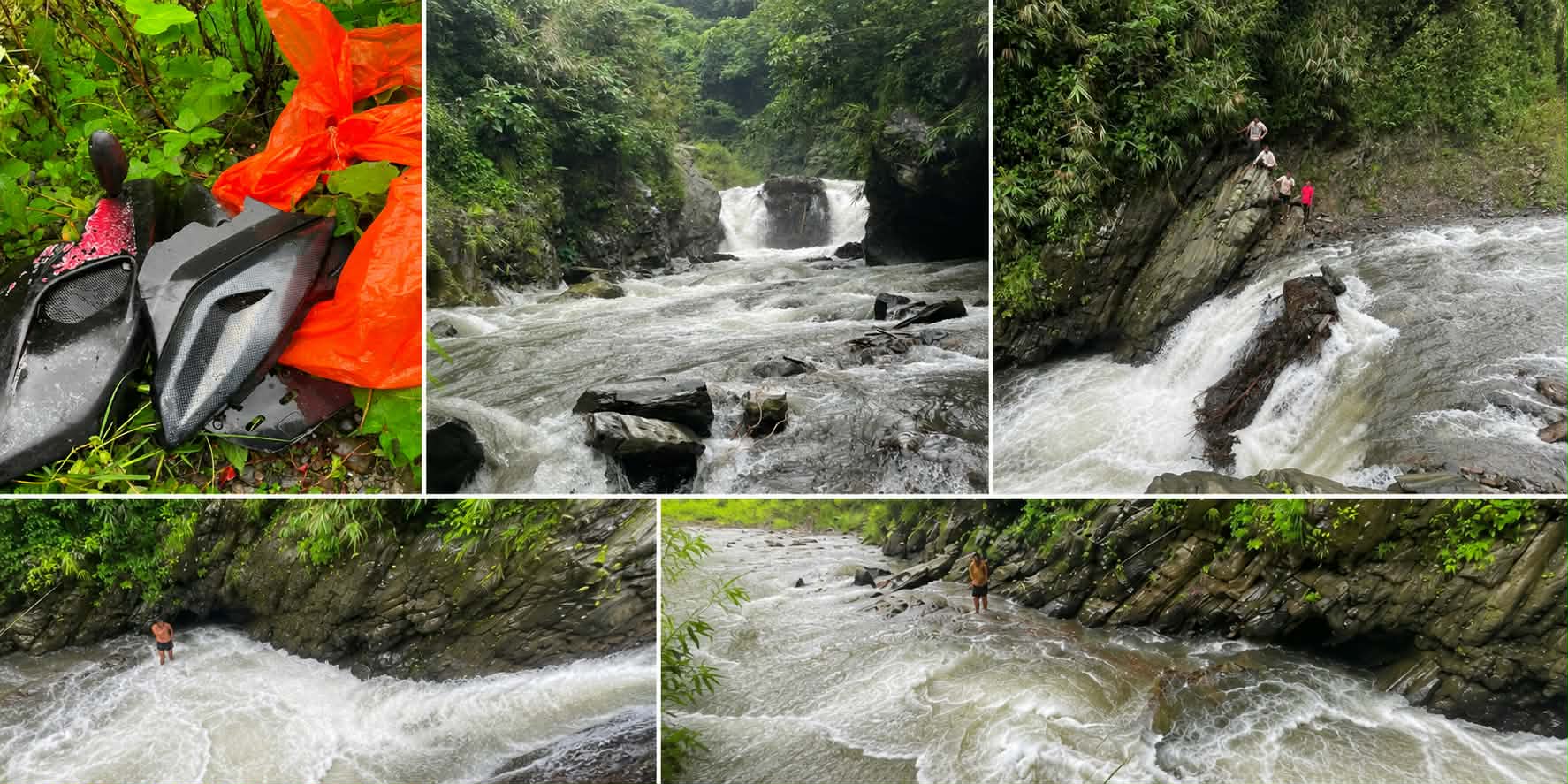 महाभारत गाउँपालिकास्थित खानीखोलाको बाढीले मोटरसाइकल बगायो, चालककाे उद्धार